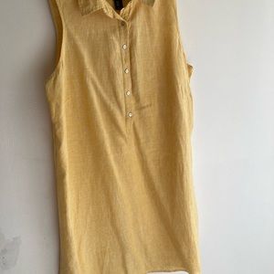 Tahari Yellow Golden 100% Linen Sleeveless Sheath Dress